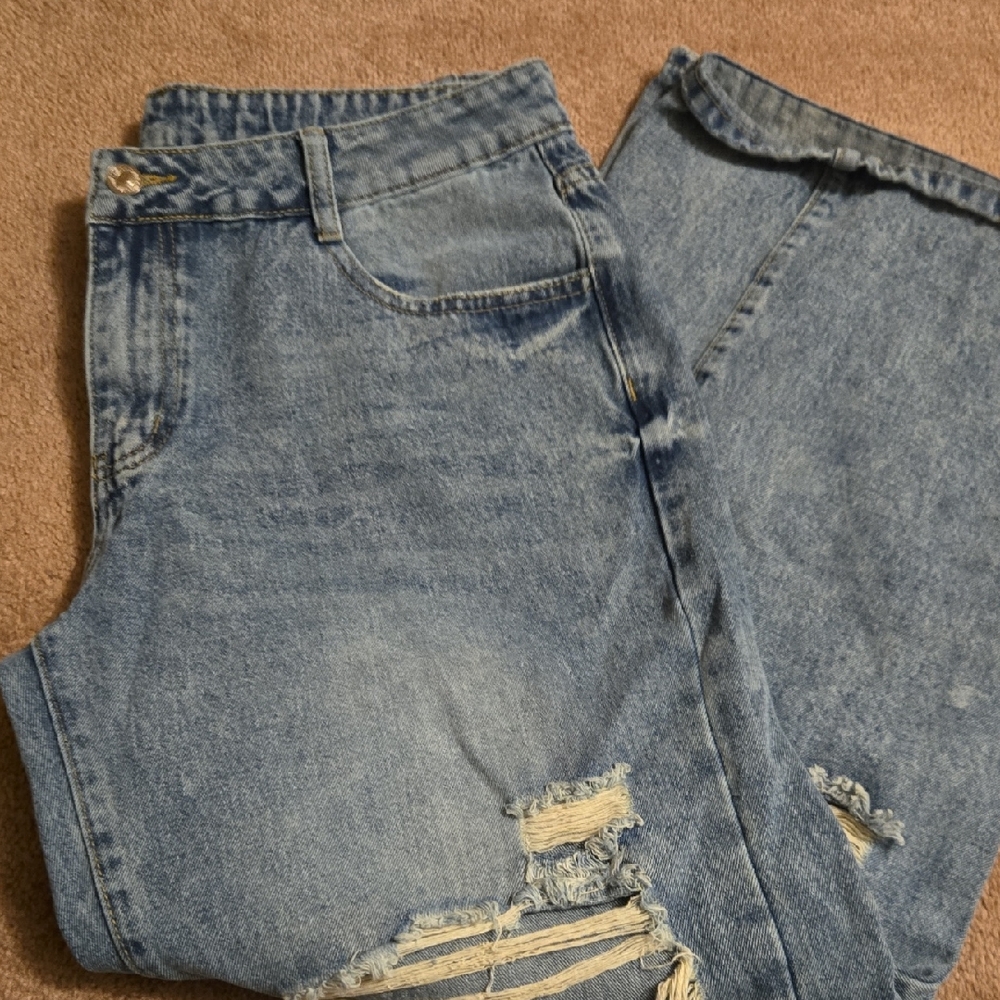 SHEIN Light Blue Relaxed Womens Jeans